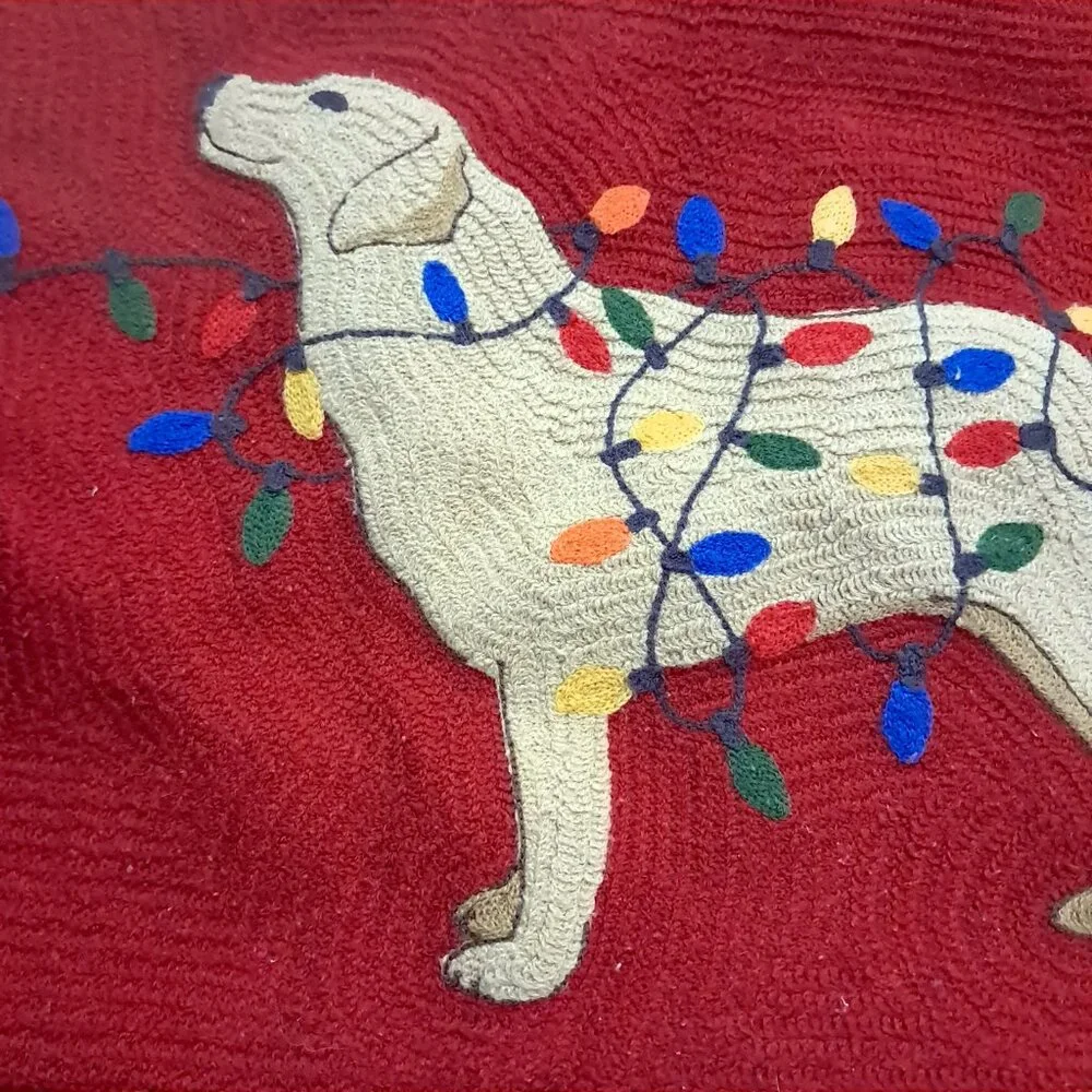 Pottery Barn Christmas‎ Dog String Lights Pillowcase Sham red pillow case 16x26